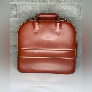 Vintage Bowling Ball Bag Weekender Travel Tote 13x12x8 Plastic Handle
